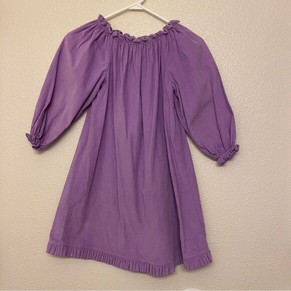 Red Beans cotton puff sleeve lavender oversized boho peasant courderoy dress 10 - Picture 2 of 8